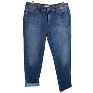 Eileen Fisher Jeans 10P Petite Stretch Med Wash Denim Slim Leg Ankle Organic EUC